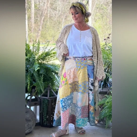 Colorful Patchwork A-Line Skirt - Picture 2 of 2